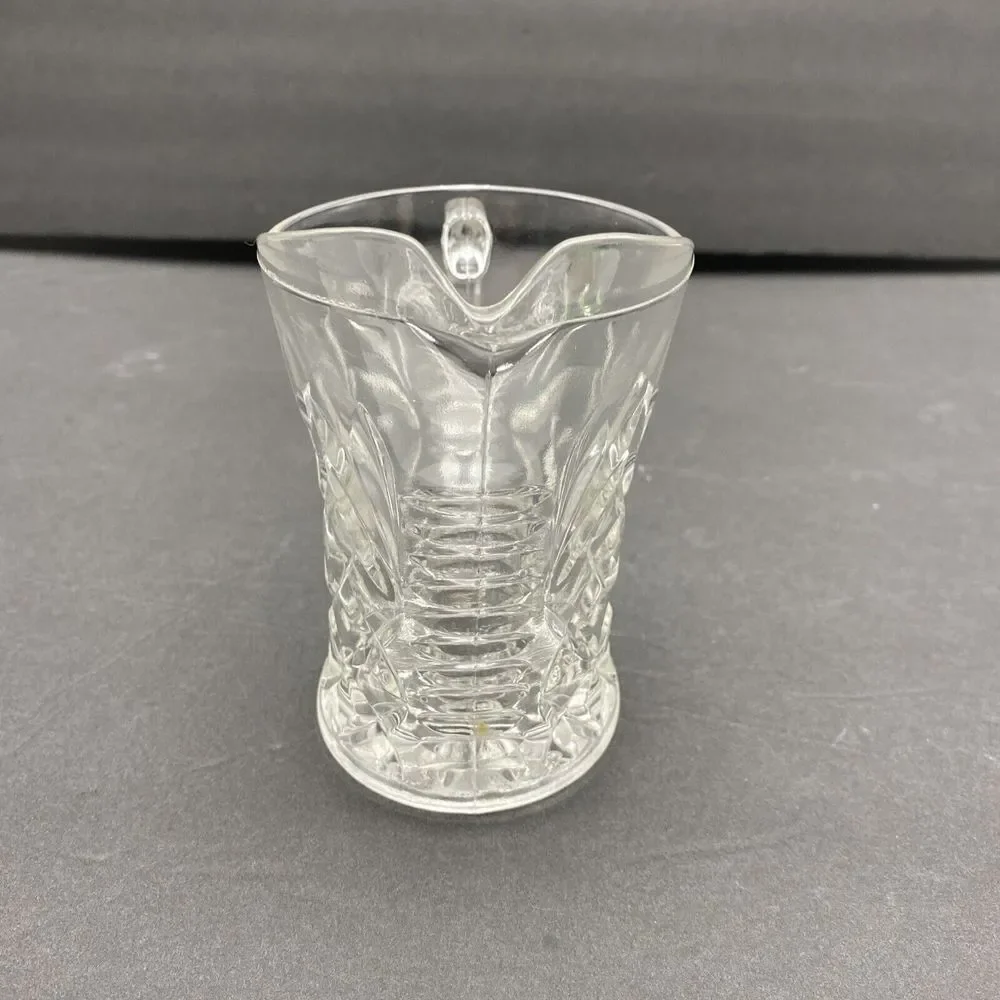 Vintage 60s Anchor Hocking Pineapple Creamer‎ Small Pitcher Prescut Clear Glass